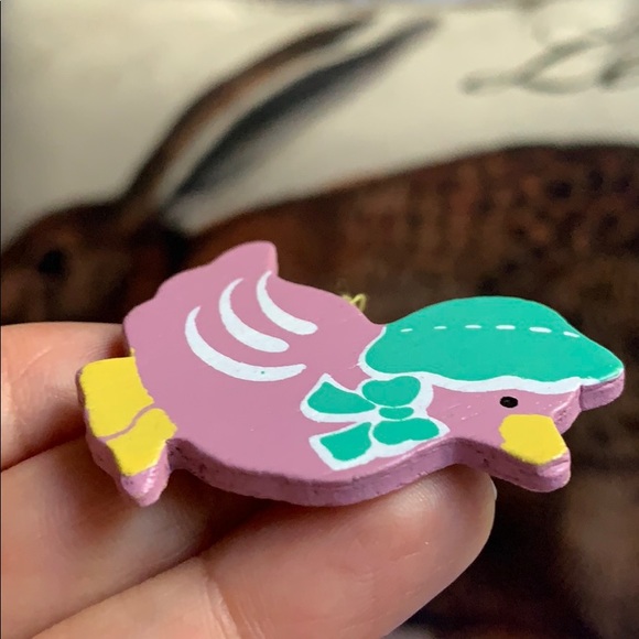 1.5” duck wearing bonet Easter tree ornament Vtg - Picture 3 of 8